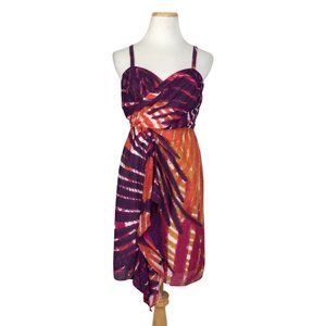 BANANA REPUBLIC Dress NWOT Size 2 Abstract Print Sundress Orange Purple Ruffles